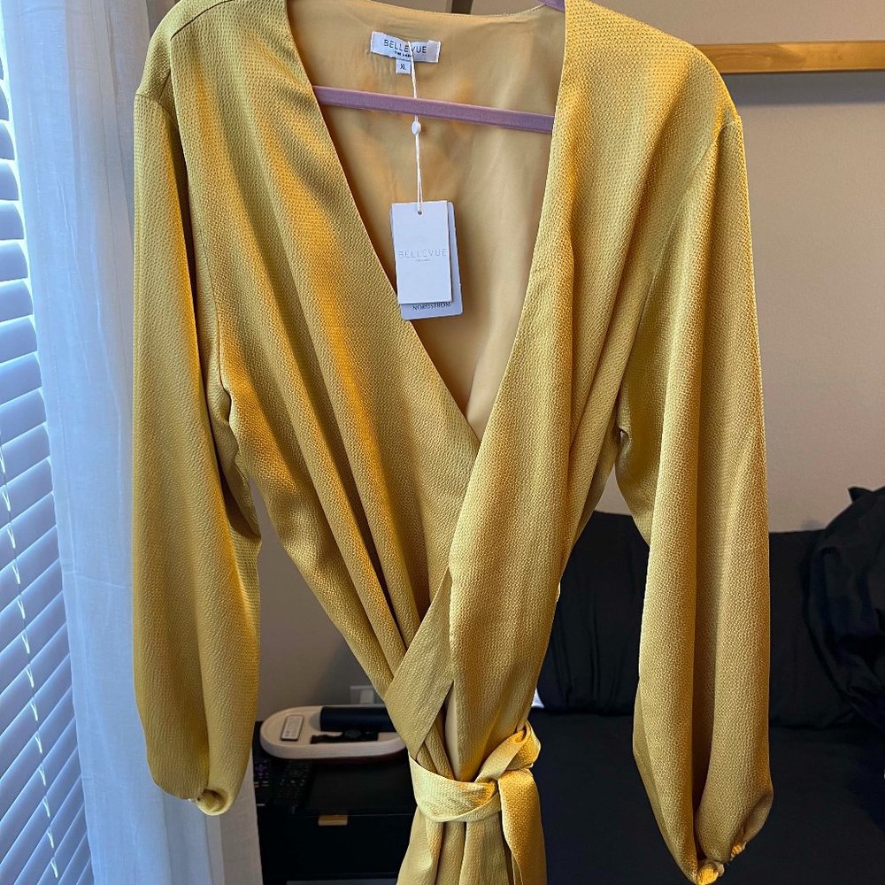 NWT Bellevue the Label Gold Wrap Dress